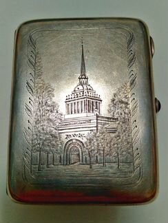 Портсигар. СССР. Серебро. Позолота