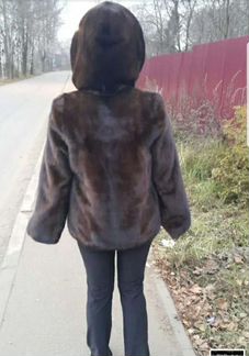 Шуба норковая с капюшоном