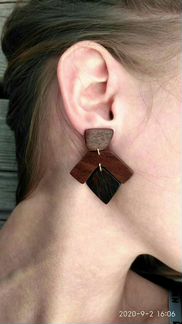 Авторские серьги из ценных пород дерева