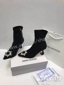 Ботильоны amina muaddi черные