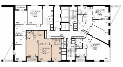 2-к квартира, 91.8 м², 27/28 эт.
