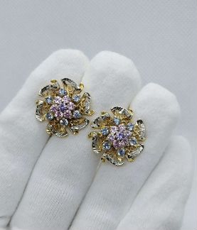 Золотые серьги с фианитами