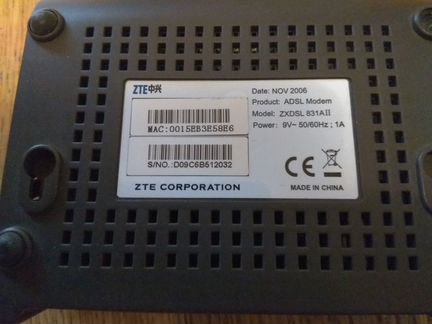 Интернет через телефонную линию adsl ZTE 831AII