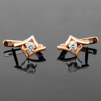 Золотые серьги с бриллиантами 0.22Ct
