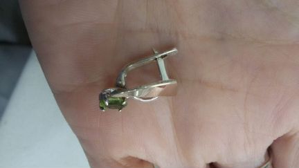 Набор серьги,кольцо серебро в позолоте с хризолито