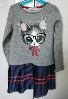 Трикотажное платье H&M для девочки, размер 122-128