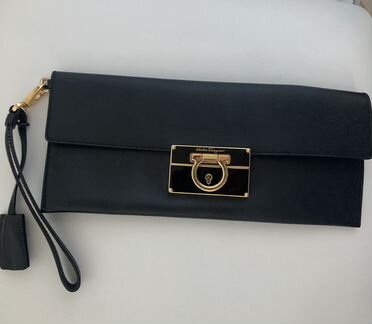 Клатч кожаный чёрный Salvatore Ferragamo