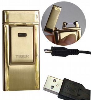 Электроимпульсная, дуговая USB зажигалка Tiger зол