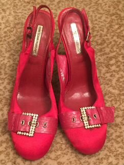 Туфли открытой пяткой кожа+атлас 40 размер