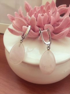 Серьги Серебро с Розовым Кварцем