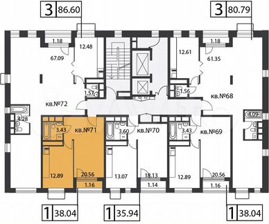 1-к квартира, 38 м², 16/20 эт.