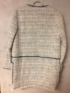 Твидовый удлиненный жакет, пальто Zara Размер S