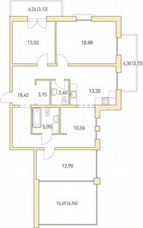 3-к. квартира, 109,1 м², 4/4 эт.