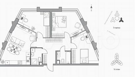 3-к квартира, 83.4 м², 10/39 эт.