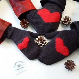 Варежки темно-серые с сердцем
