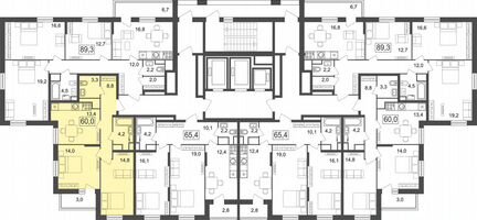 2-к квартира, 60 м², 15/25 эт.