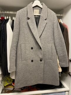 Пальто серое шерстяное zara